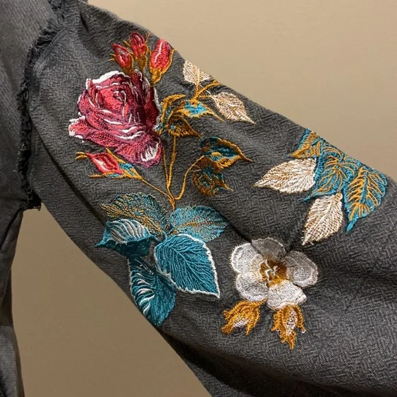 Free People Boho Embroidered Bell Sleeve Sweatshirt - Picture 5 of 10